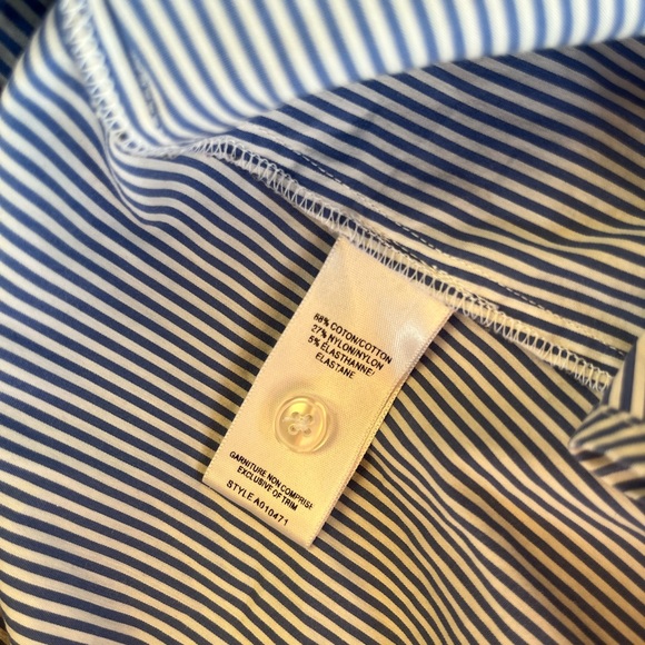 Jacob | women’s blue & white cotton pinstripe button down shirt - Picture 5 of 8
